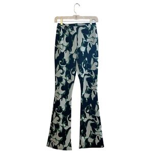 Zara Jacquard Elastic Waist Stretch Pants Black Green White Size‎ Small